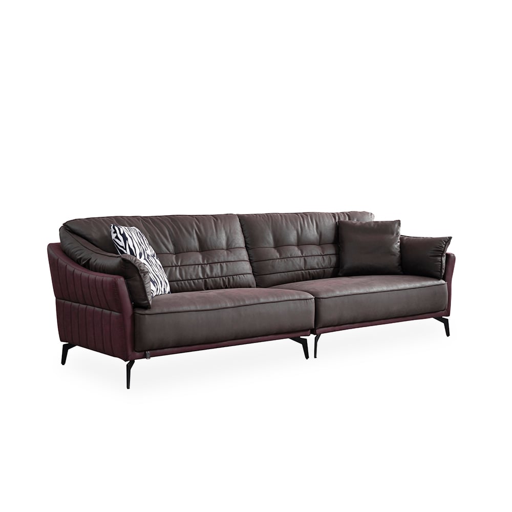 2560mm Brown Sectional Sofa Leath-Aire Upholstered 4-Seater Modular Sofa window image