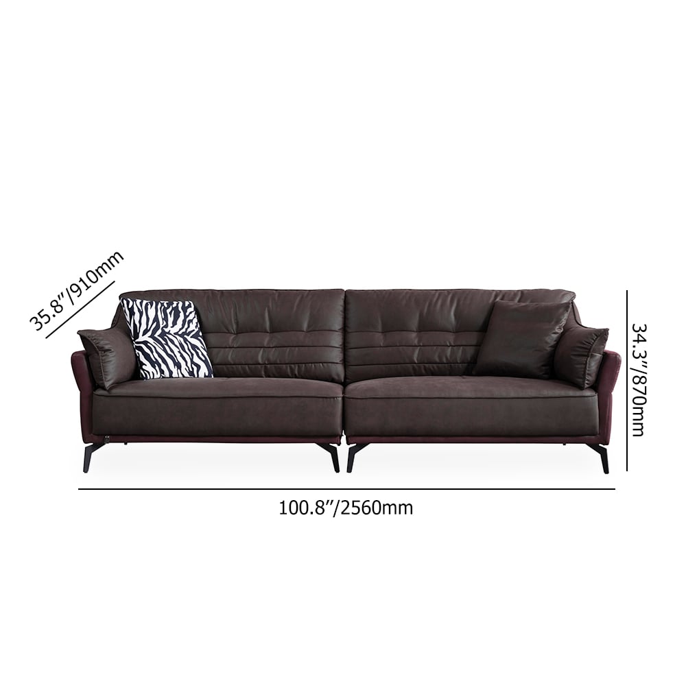 2560mm Brown Sectional Sofa Leath-Aire Upholstered 4-Seater Modular Sofa window image