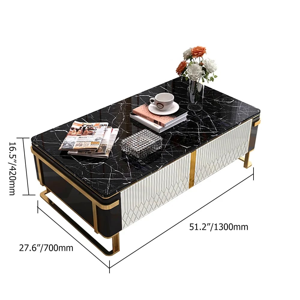 Modern Coffee Table with Storage in MDF & Stainless Steel in Black window image