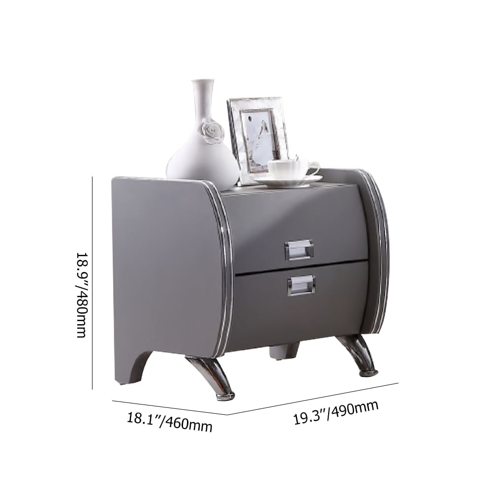 Table de chevet en similicuir gris nordique avec tiroirs en bois Table d'appoint pour chambre à coucher image de fenêtre