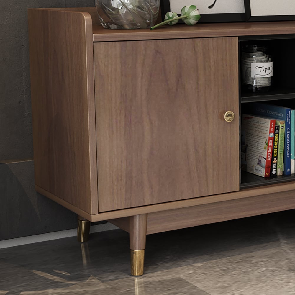 Contemporary TV Stand for Bedroom in Walnut with Ample Storages window image