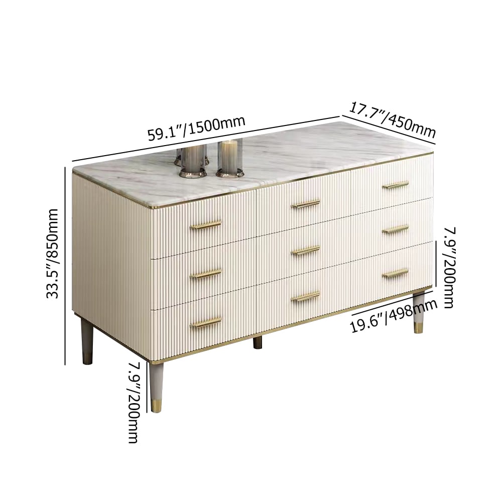 Cómoda moderna para armario de 9 cajones en color blanco roto Imagen de ventana