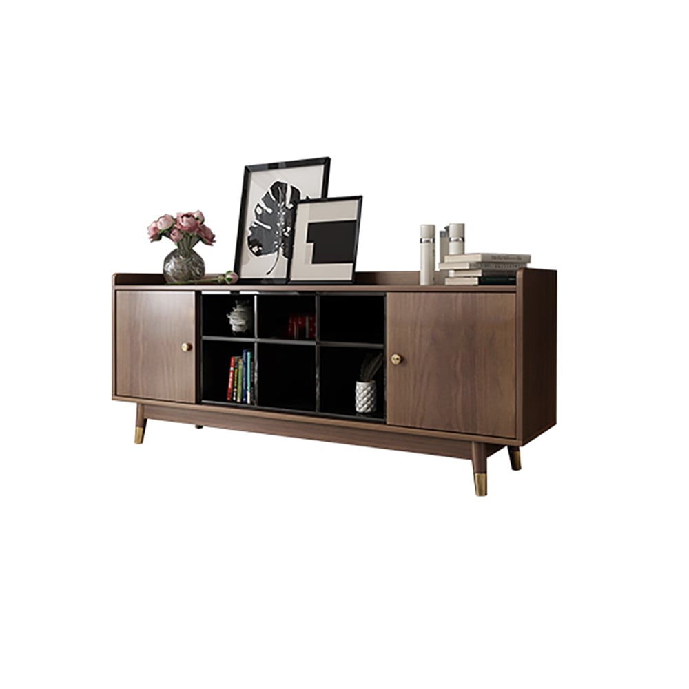 Contemporary TV Stand for Bedroom in Walnut with Ample Storages window image