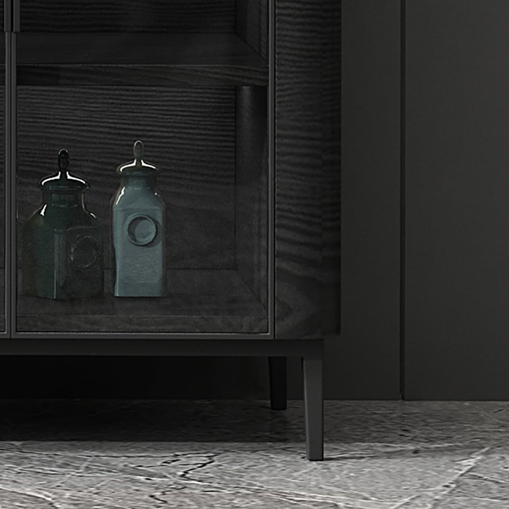 Black Sideboard Buffet Cabinet with Storage & Doors window image