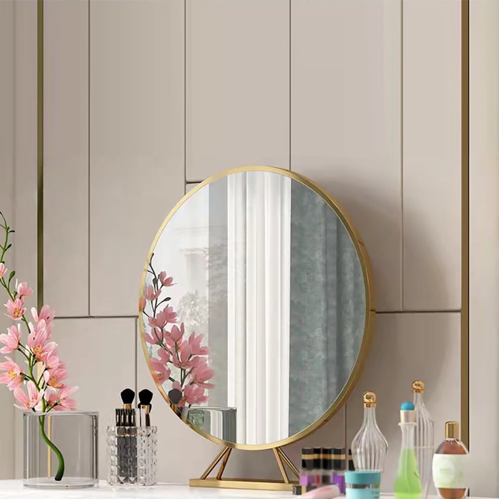 Modern Off White Makeup Vanity Set with Mirror & Stool window image