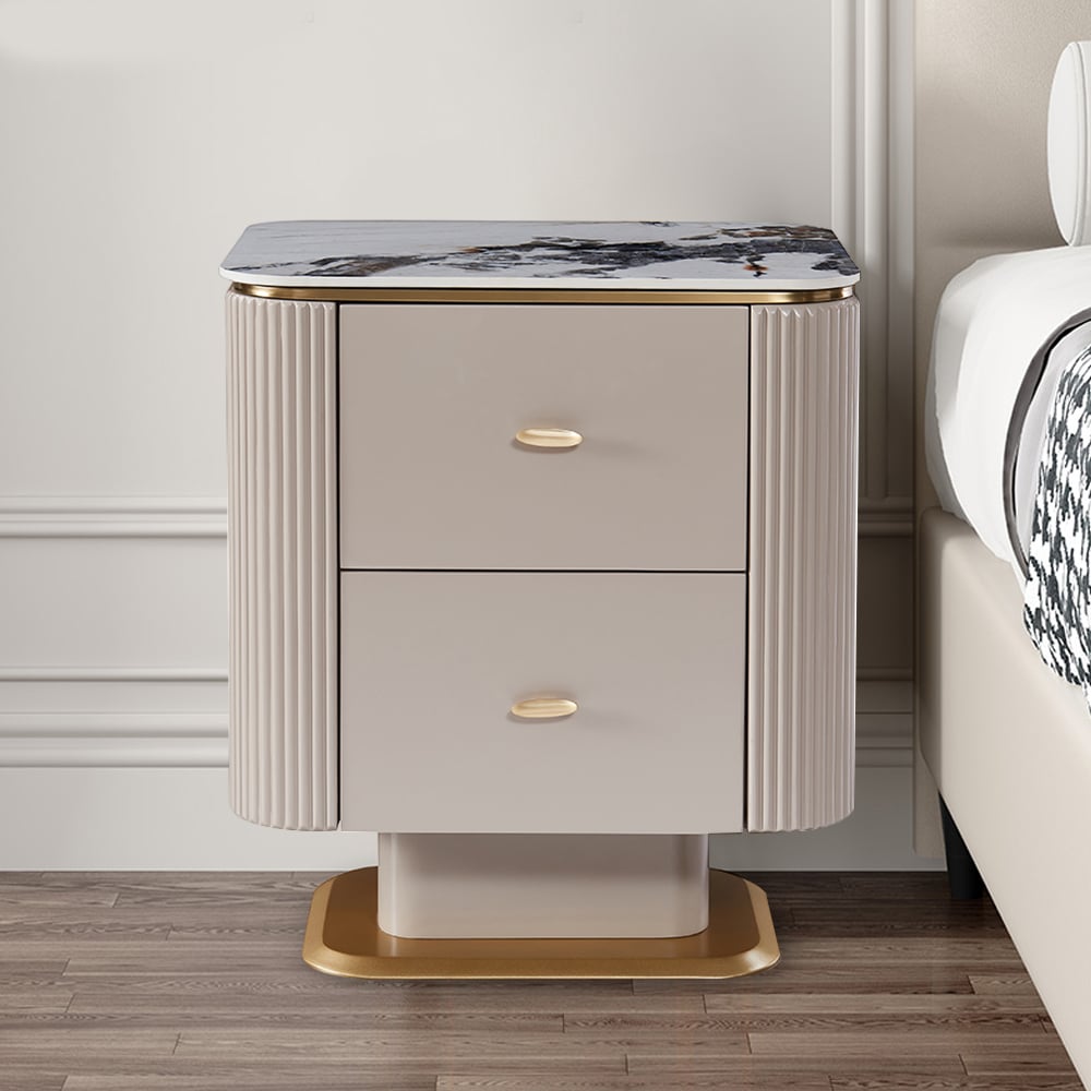 Contemporary 2-drawer Accent Cabinet Nightstand in Khaki window image