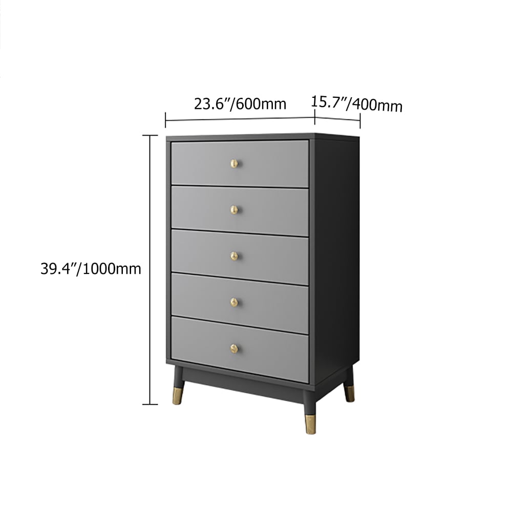 Contemporary Chest Cabinet with 5 Drawers of Manufactured Wood in Gray weights dimensions image