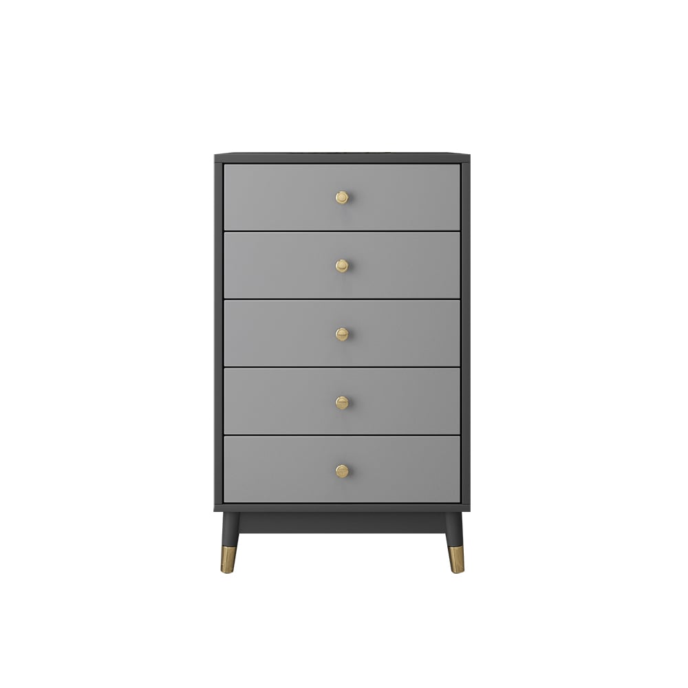 Contemporary Chest Cabinet with 5 Drawers of Manufactured Wood in Gray window image
