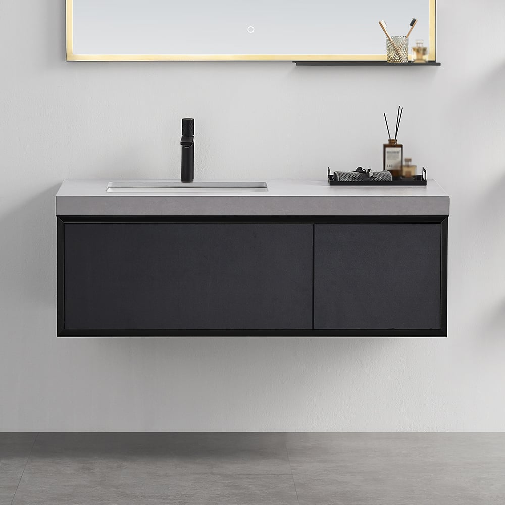 Modern Floating Bathroom Vanity Wall Mounted with Sink, Side Cabinet for Option window image