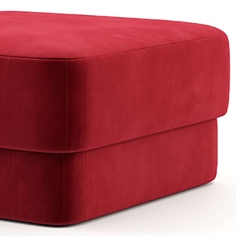 35.4" Modern Square Velvet Ottoman in Red window image