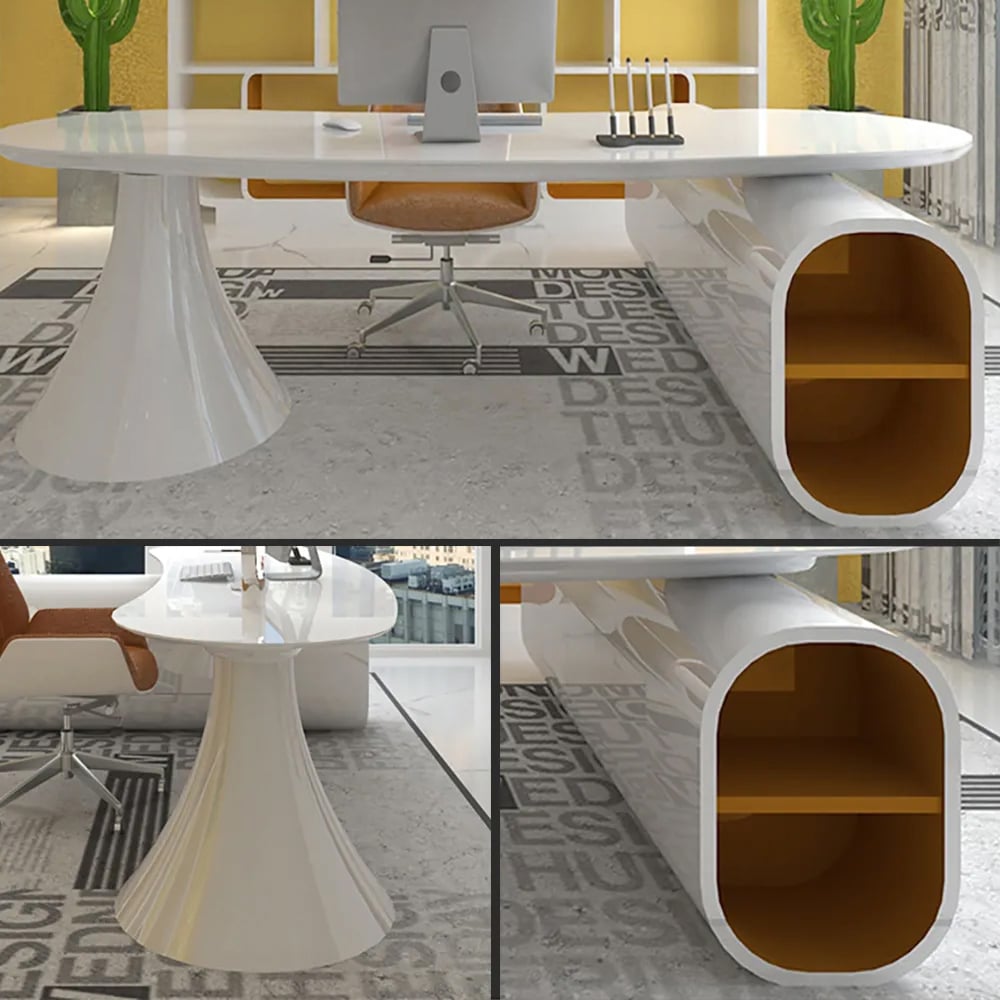 Bureau de bureau de bureau créatif en forme de L blanc moderne 1800 mm, bureau de rangement, main gauche image de fenêtre