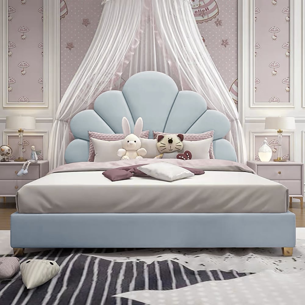 Platform Storage Bed Panel Bed with Upholstered Floral Headboard & Lift-Up Frame & Slats window image
