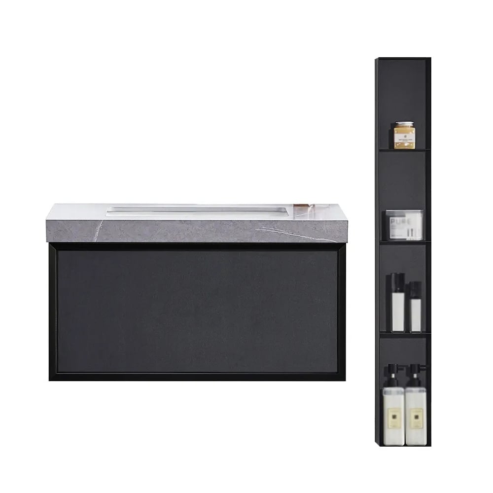 Modern Floating Bathroom Vanity Wall Mounted with Sink, Side Cabinet for Option
