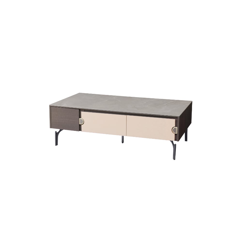 Modern Rectangle Gray Coffe Table with Storage & Sintered Stone Top window image