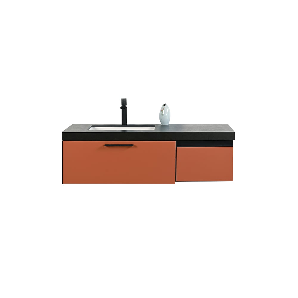 39'' Floating Bathroom Vanity Top Single Integral Sink with 2 Drawers in Apricot window image