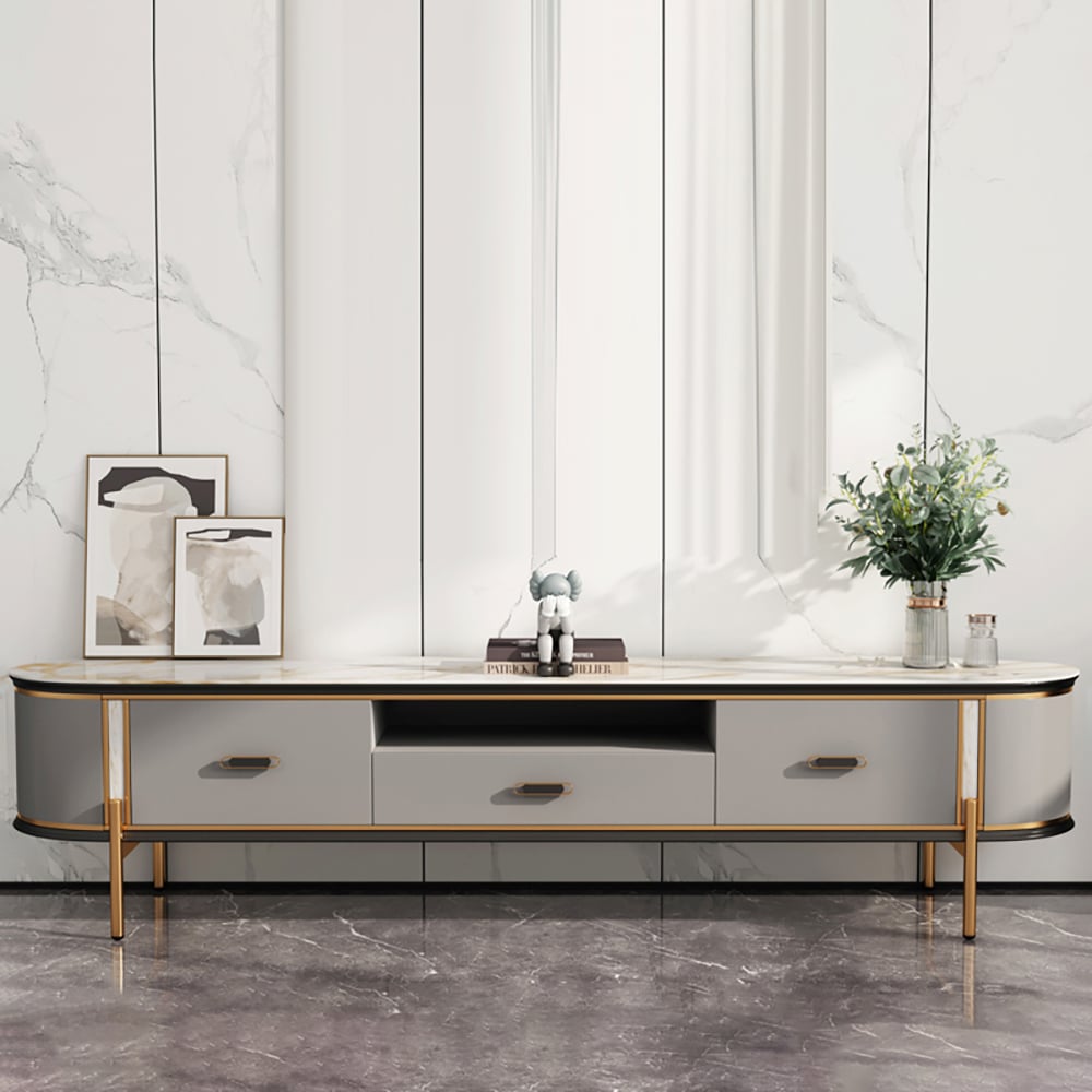 Modern Gray Sintered Stone Top Coffee Table and TV Stand Set of 2 window image