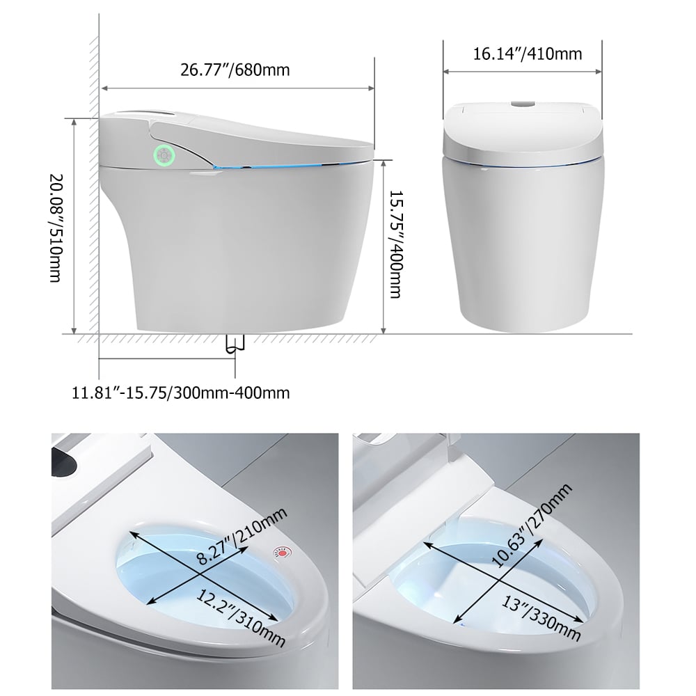 Smart Toilet Tankless Automatic Toilet One-Piece Floor Mounted Self Clean weights dimensions image
