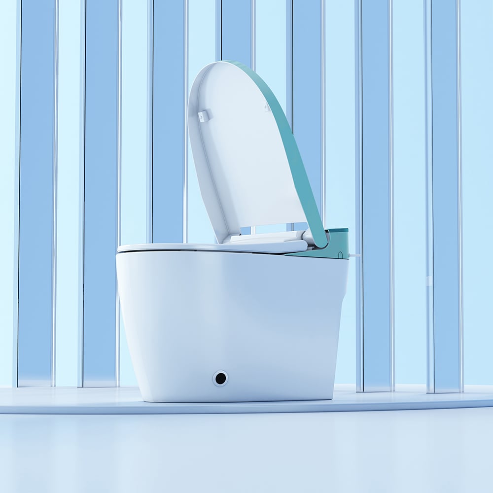 Toilette automatique monobloc allongée monobloc montée au sol autonettoyage image de fenêtre