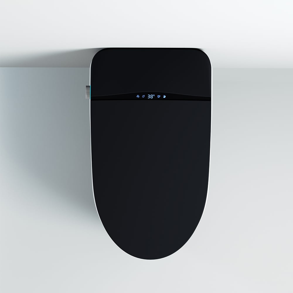 One-Piece Elongated Black Smart Toilet Floor Mounted Automatic Toilet Self-Clean window image