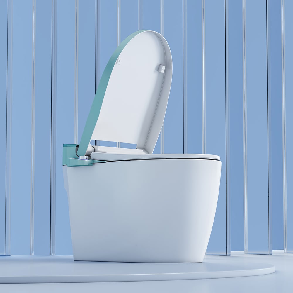 Toilette automatique monobloc allongée monobloc montée au sol autonettoyage image de fenêtre