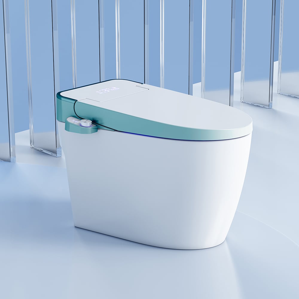 Toilette automatique monobloc allongée monobloc montée au sol autonettoyage image de fenêtre