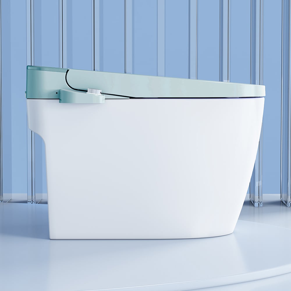 Toilette automatique monobloc allongée monobloc montée au sol autonettoyage image de fenêtre