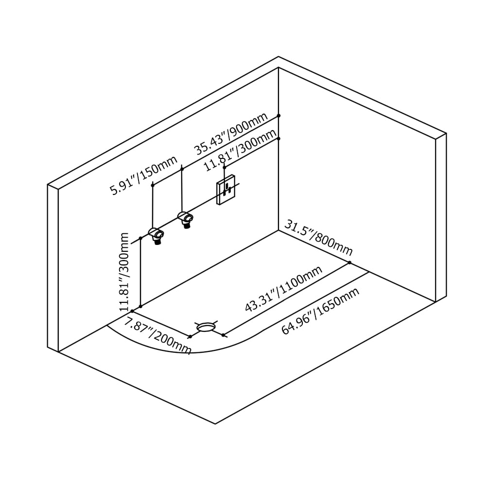 Baignoire de massage à eau Whirlpool à LED 1650 mm en blanc avec remplissage de bain Poids, dimensions, image