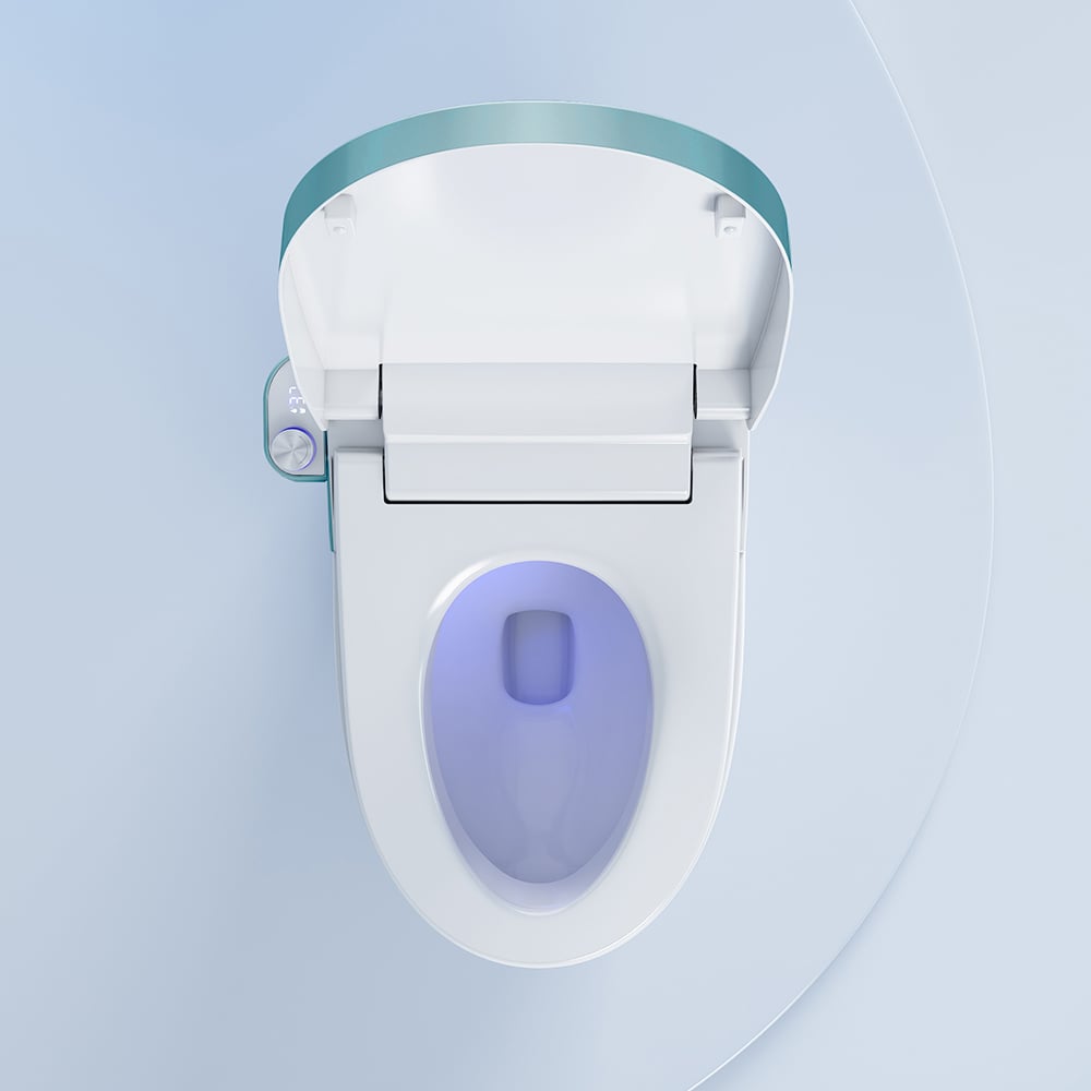 Toilette automatique monobloc allongée monobloc montée au sol autonettoyage image de fenêtre