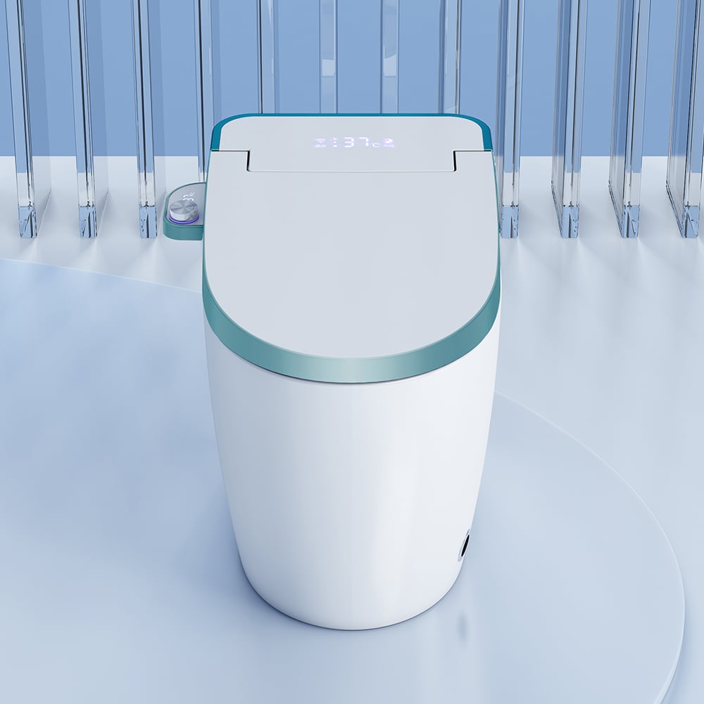 Toilette automatique monobloc allongée monobloc montée au sol autonettoyage image de fenêtre