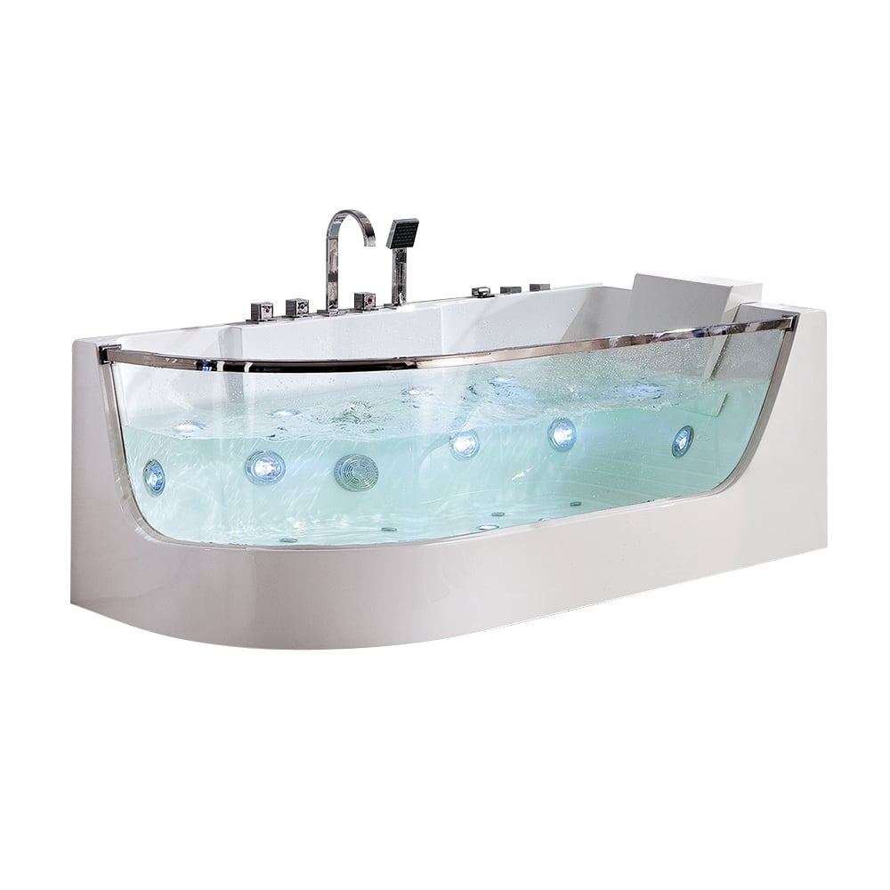 Baignoire de massage à eau Whirlpool à LED 1650 mm en blanc avec remplissage de bain image de fenêtre
