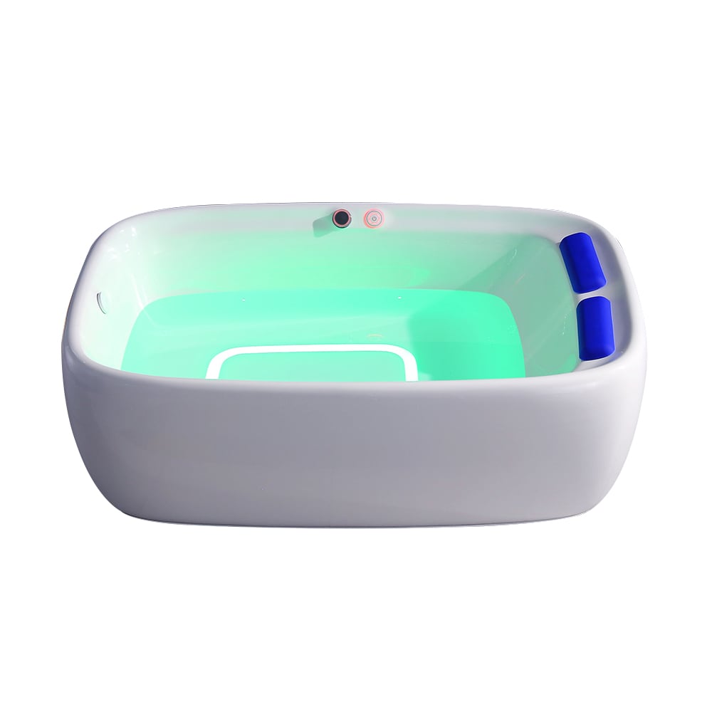 1800 mm vrijstaand LED whirlpool watermassagebad in wit met muzieksysteem Vensterafbeelding