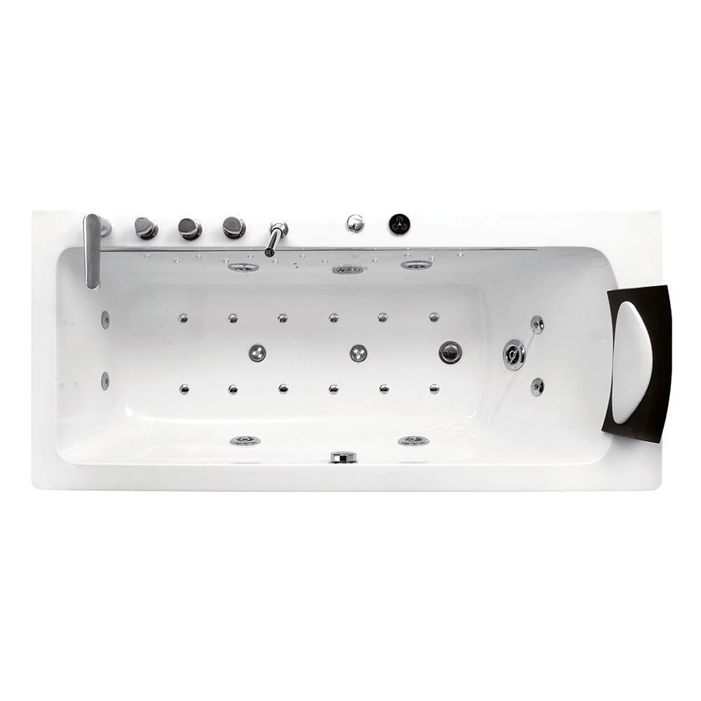 1500mm LED Wasserfall Rechteckiges Whirlpool-Wassermassage-Bad in Weiß mit Badewanneneinlage Schaufensterbilder