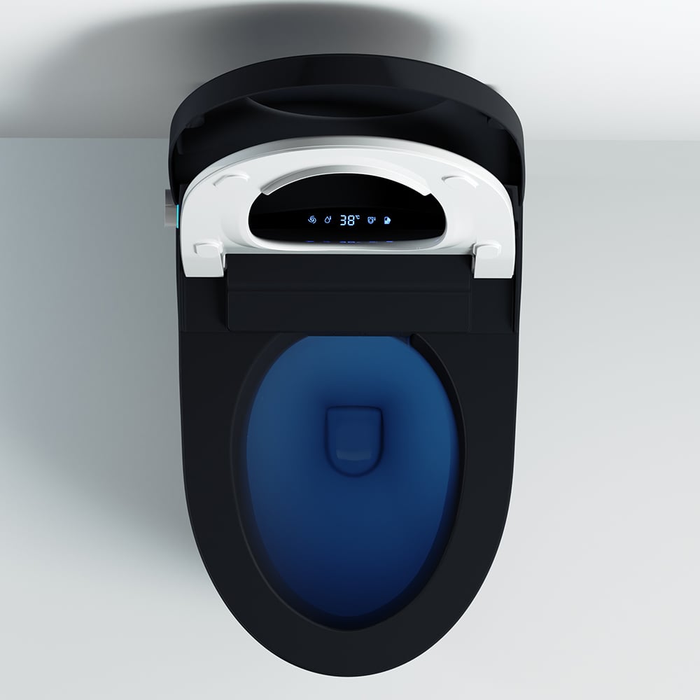 One-Piece Elongated Black Smart Toilet Floor Mounted Automatic Toilet Self-Clean window image