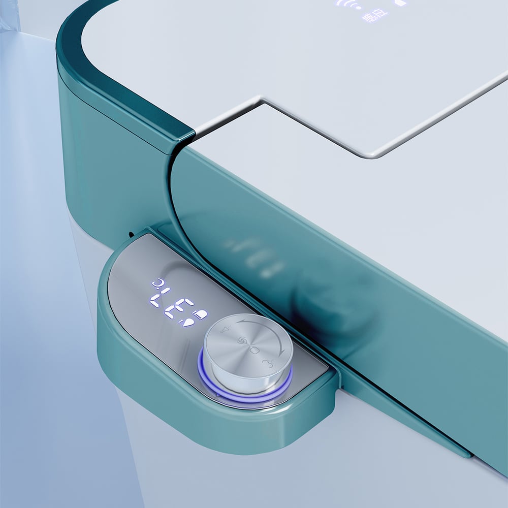 Toilette automatique monobloc allongée monobloc montée au sol autonettoyage image de fenêtre