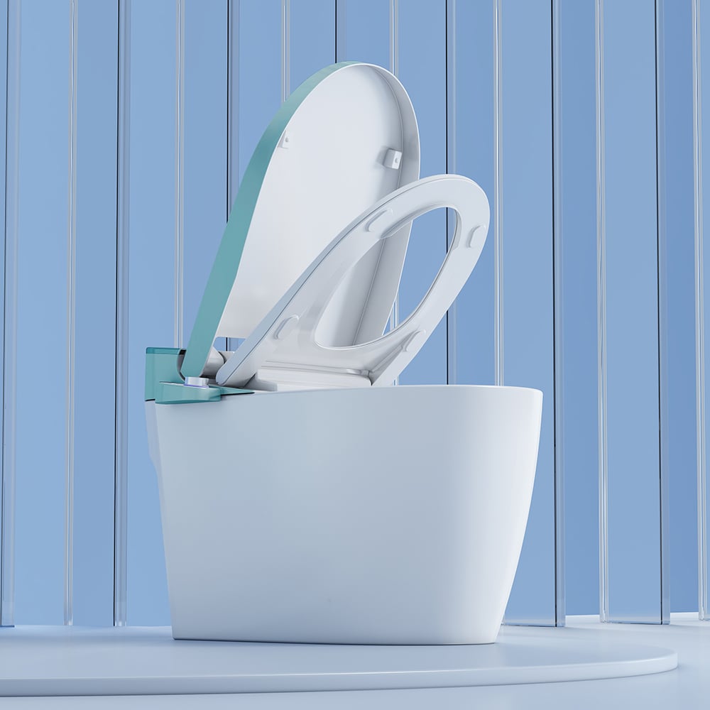 Toilette automatique monobloc allongée monobloc montée au sol autonettoyage image de fenêtre