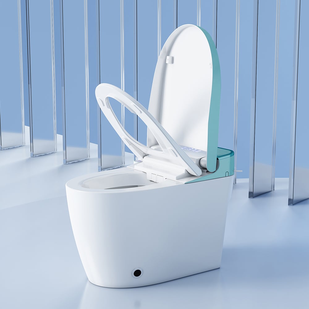 Toilette automatique monobloc allongée monobloc montée au sol autonettoyage image de fenêtre