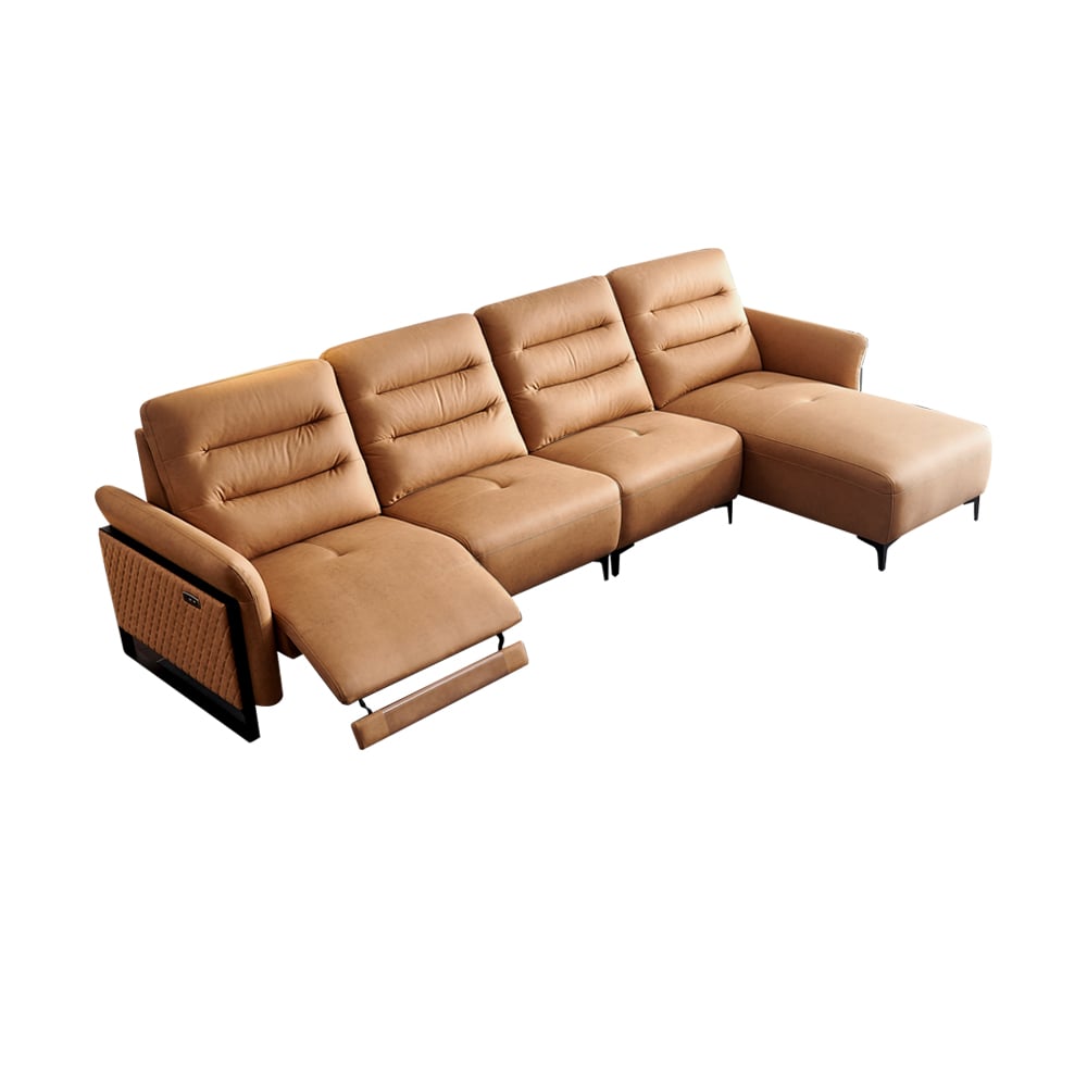 L-Shaped Modern Power Reclining Sectional Sofa with Chaise in Orange window image