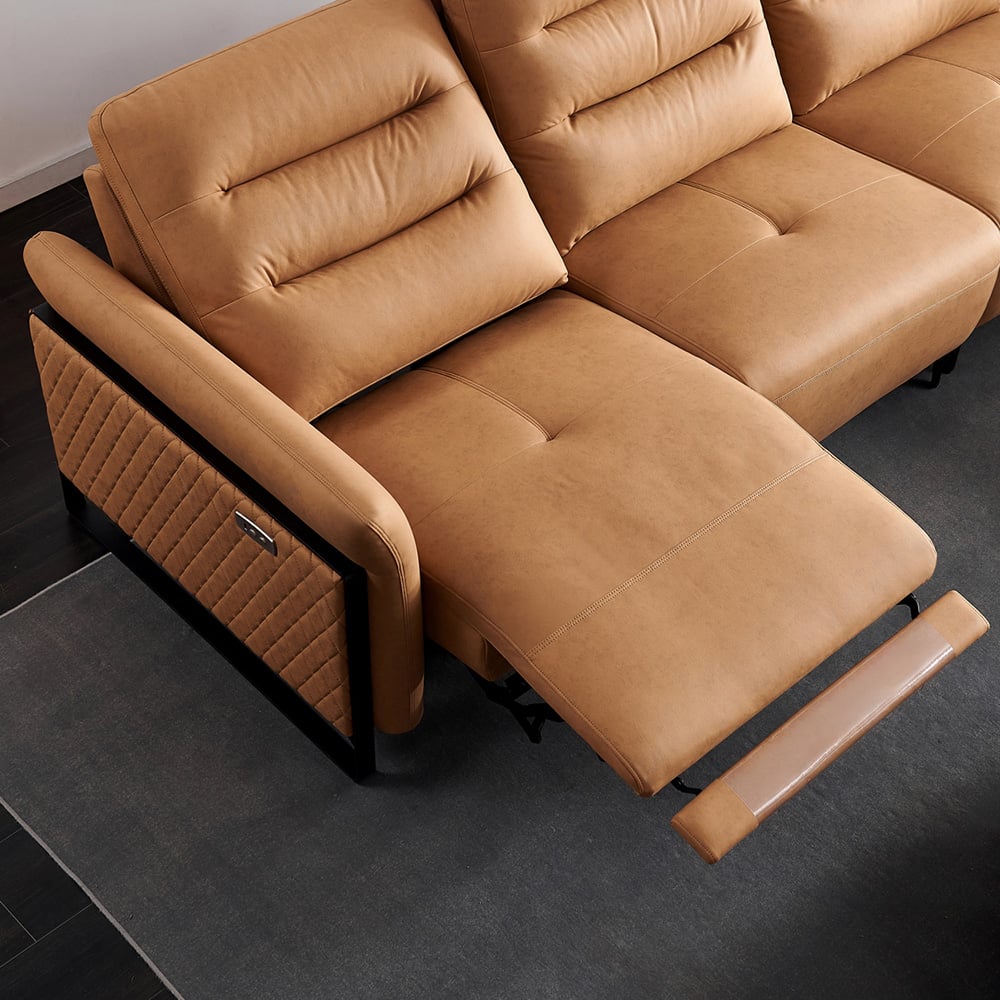 L-Shaped Modern Power Reclining Sectional Sofa with Chaise in Orange window image