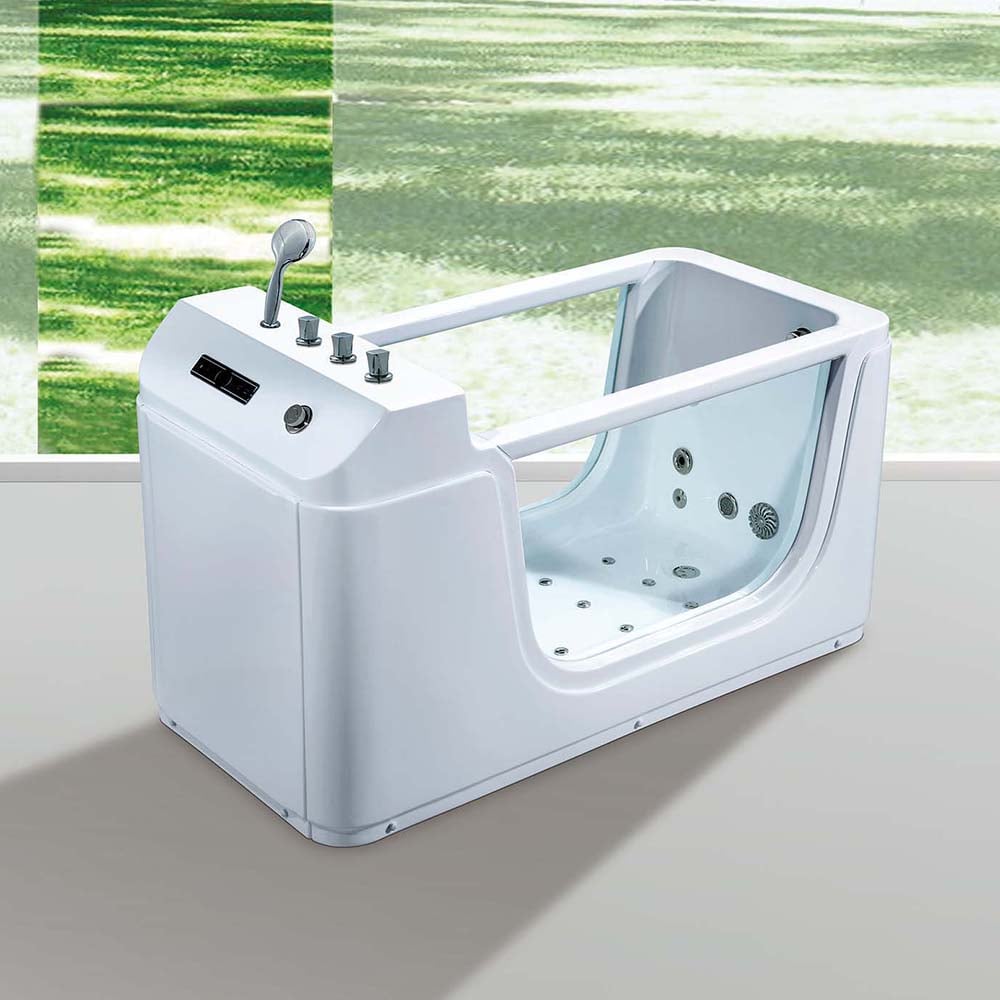 1300mm Acrylic LED Rectangular Whirlpool Water Massage Bath with Bath Filler Tap window image