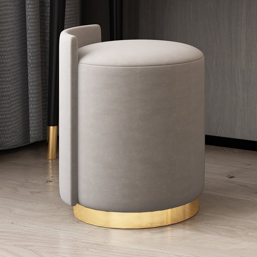 Modern Bedroom Makeup Vanity Set in White & Gold with Mirror & Stool window image