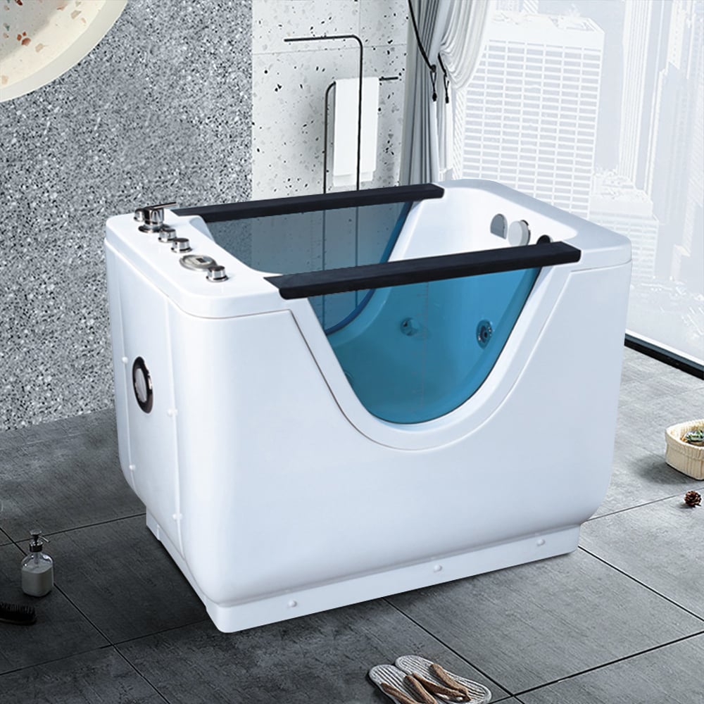 1400 mm acryl vrijstaand bubbelbad watermassagebad in wit Vensterafbeelding