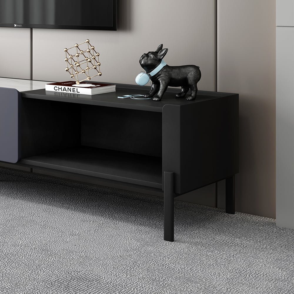 2 Pieces Modern Gray TV Stand & Coffee Table Set for 85" TV Sintered Stone with Drawers window image