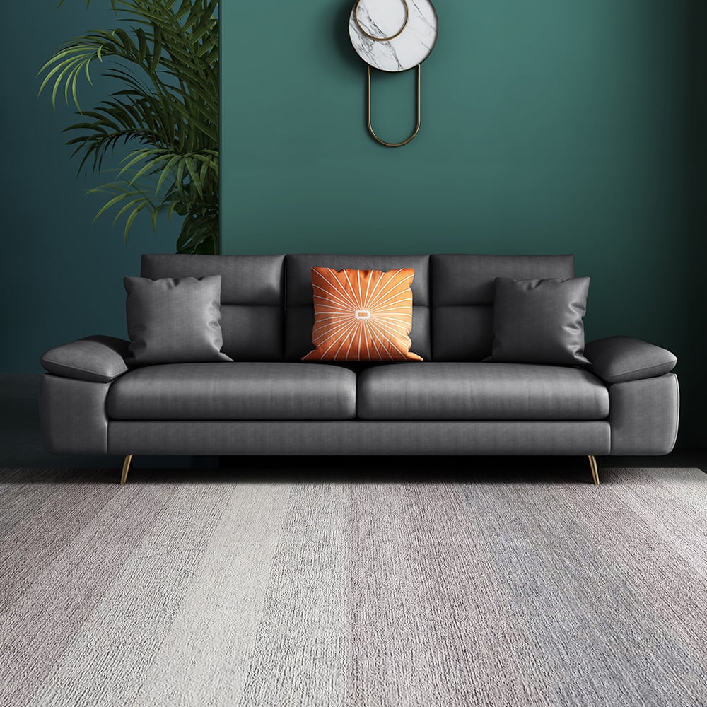 2 Pieces Modern Standard Leath-Aire Sectional Sofa in Gray with Square Stool window image