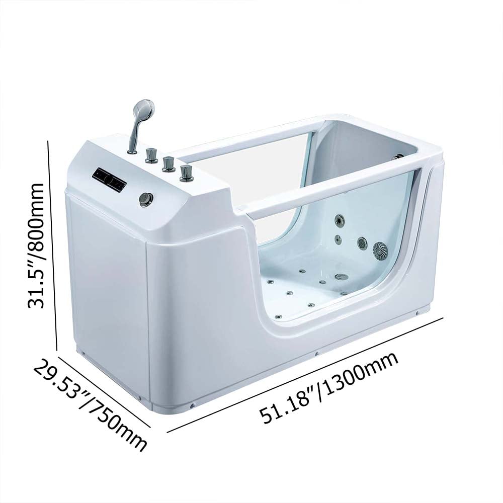 1300mm Acrylic LED Rectangular Whirlpool Water Massage Bath with Bath Filler Tap weights dimensions image