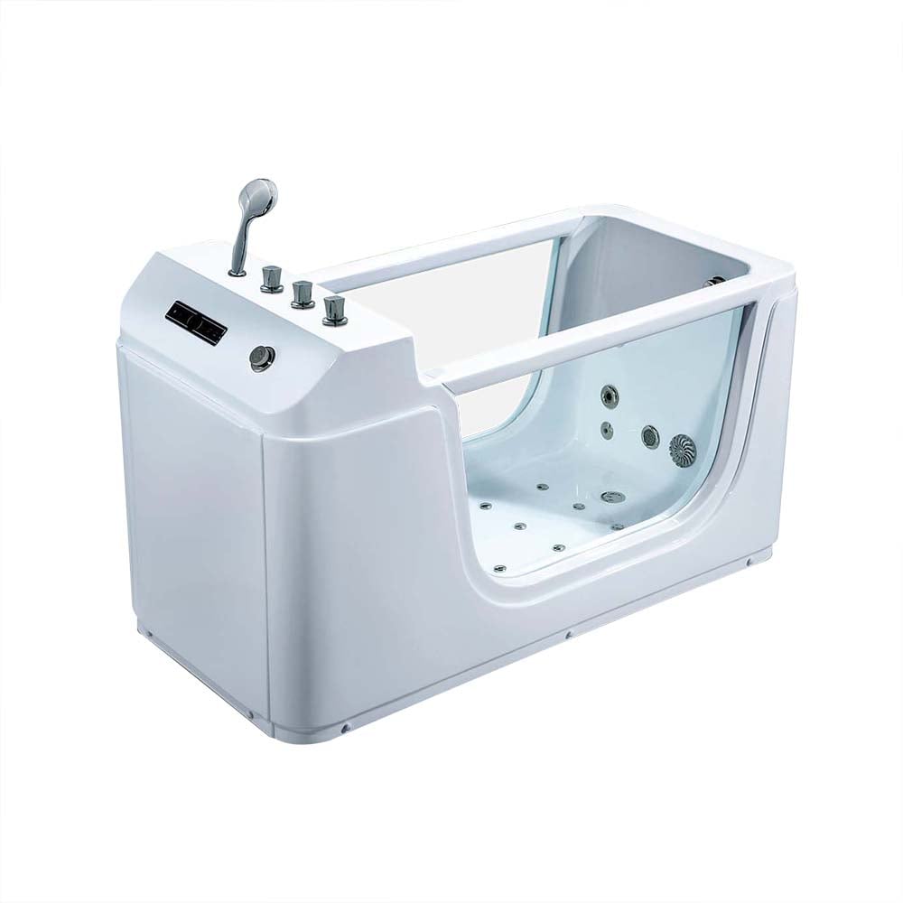 1300mm Acrylic LED Rectangular Whirlpool Water Massage Bath with Bath Filler Tap window image