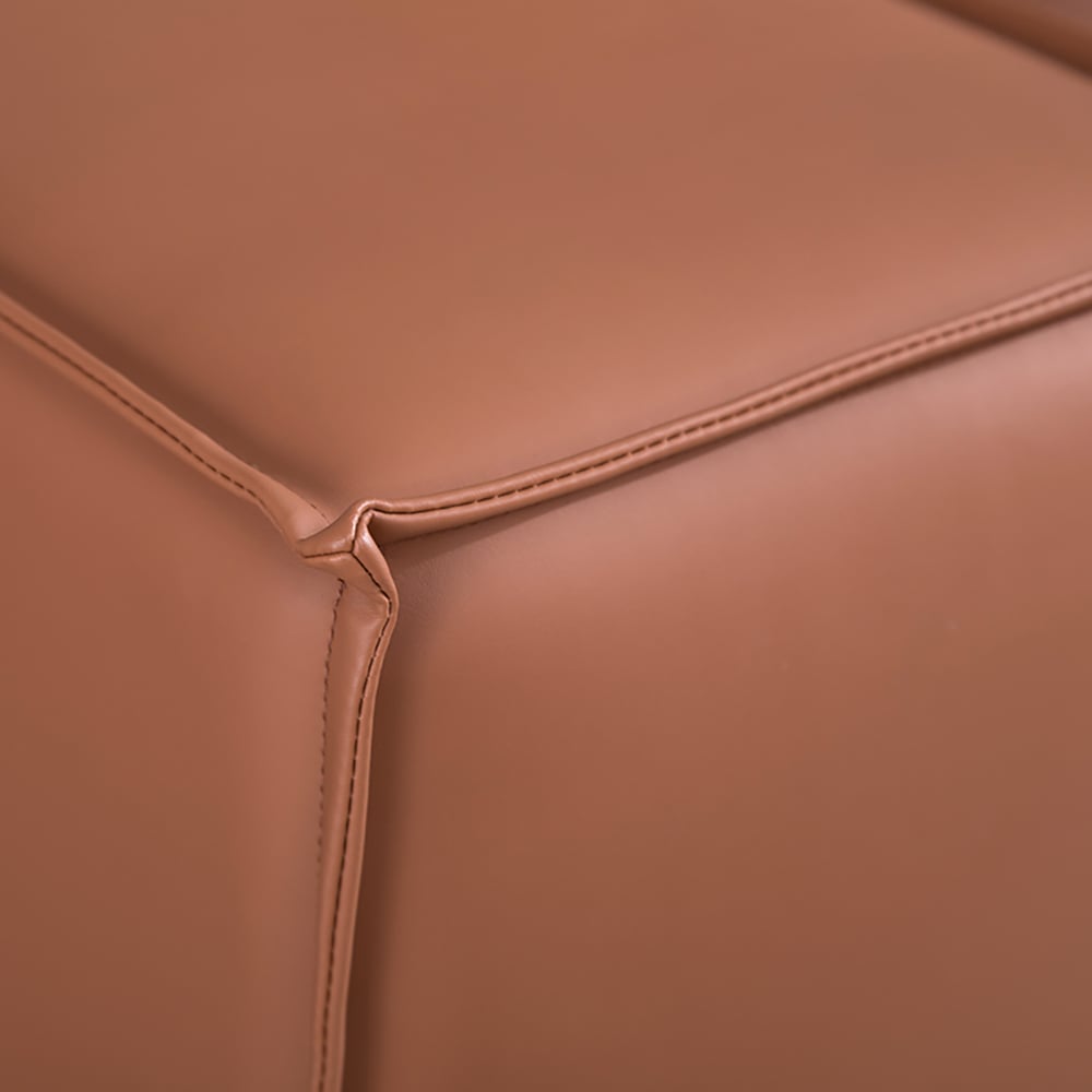 Canapé en cuir microfibre rectangulaire orange 2200 mm avec cadre en bois de pin et dossier d'oreiller image de fenêtre