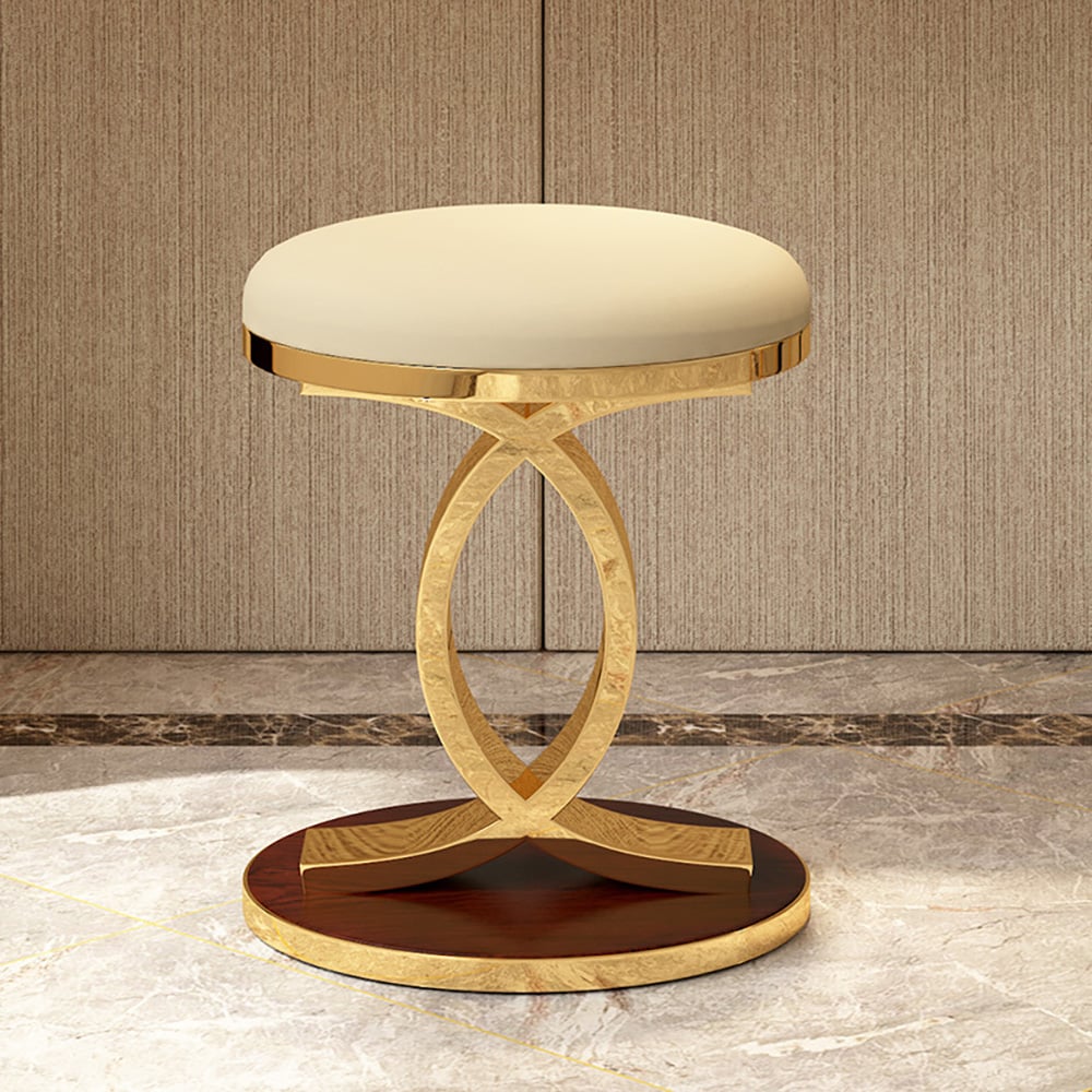 Modern and Artistic Vanity Chair PU Leather Upholstered with Interlaced Golden Base
