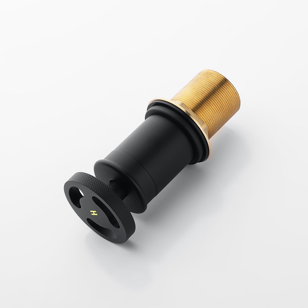 Industrial Deck Mounted Roman Bathtub Faucet with Handshower Solid Brass Matte Black window image