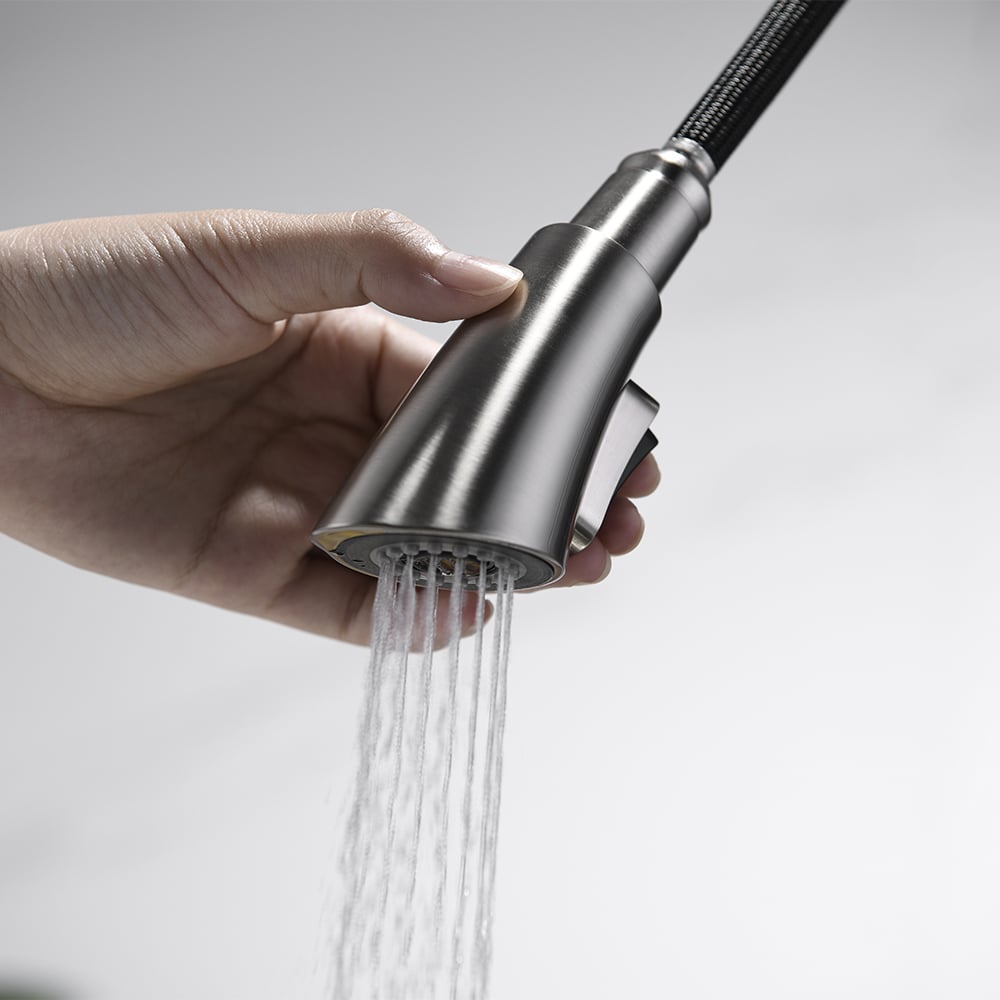 Monobloc Single Lever Handle Kitchen Tap Pull-out Spout in Brushed Nickel window image