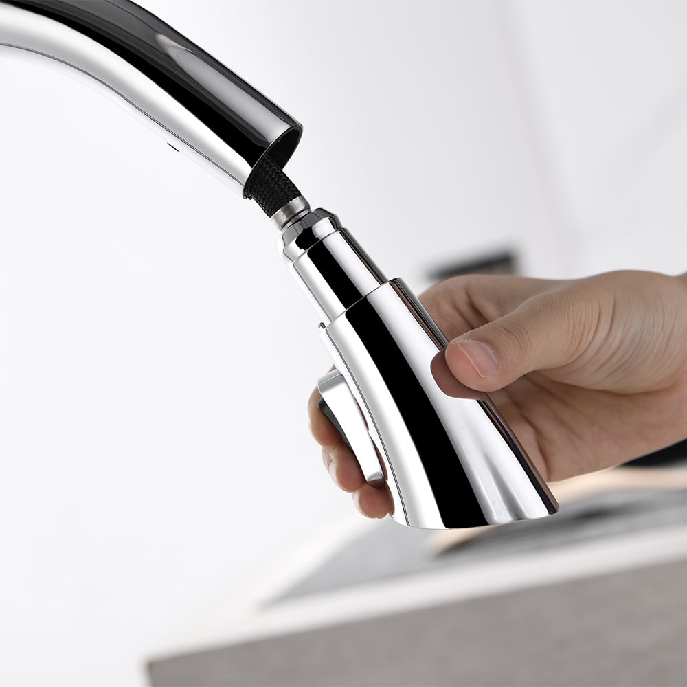 Monobloc Single Lever Handle Kitchen Tap Pull-out Spout in Chrome window image